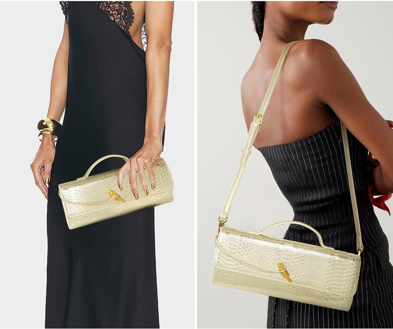 Joryin Woven Purse for Women Evening Clutch Woven Leather & Suede Handbags Crossbody Bag Suede Purse Formal Evening Bag - Image 2